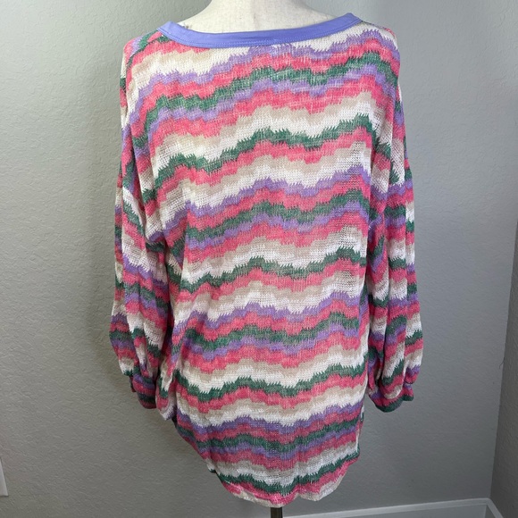 #123 Plus size Zigzag Stripe Button Down Top 1X 2x 3x - Picture 4 of 4